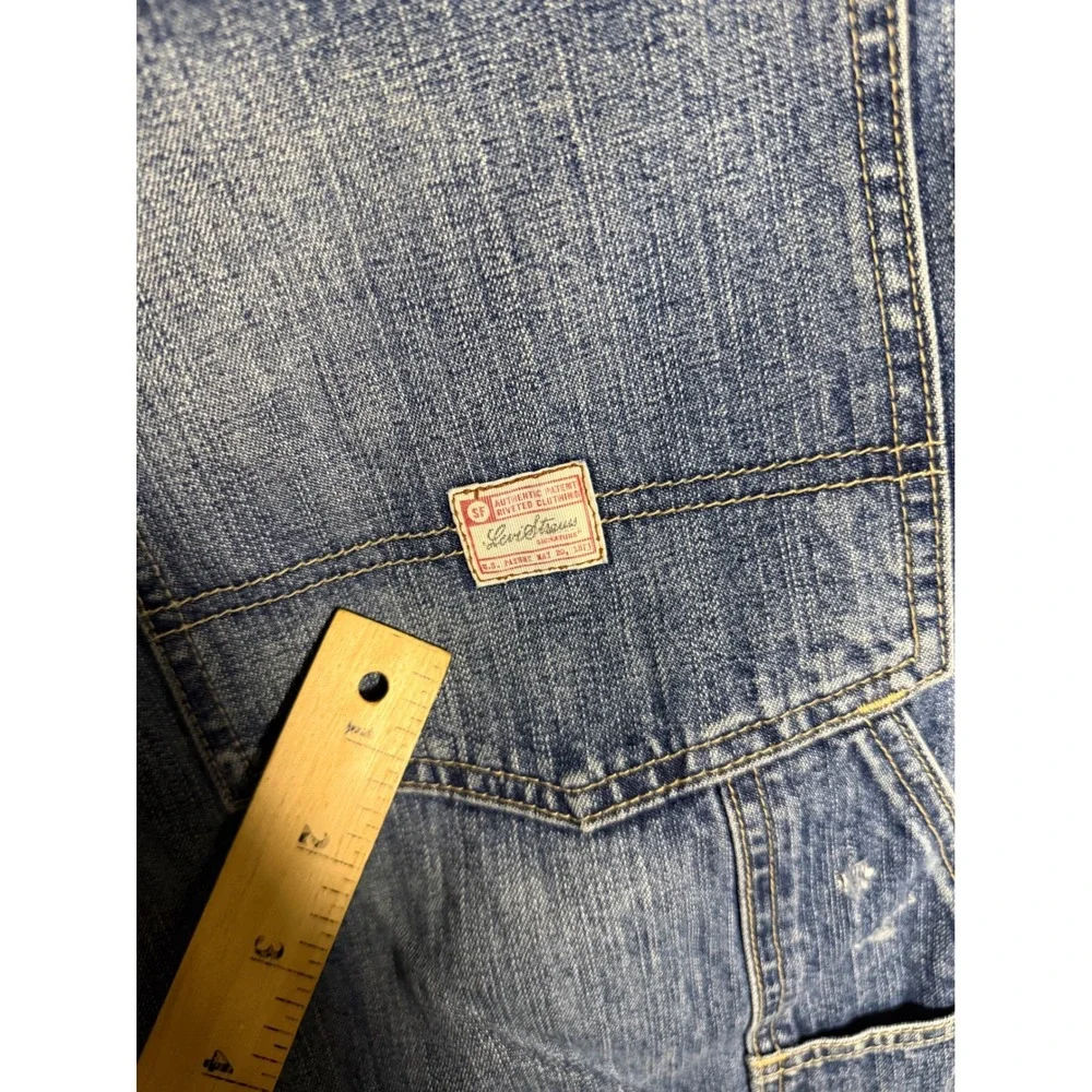 Levi Strauss Signature Mens Carpenter Denim Shorts Medium Wash Blue W32 Cotton - Picture 3 of 10